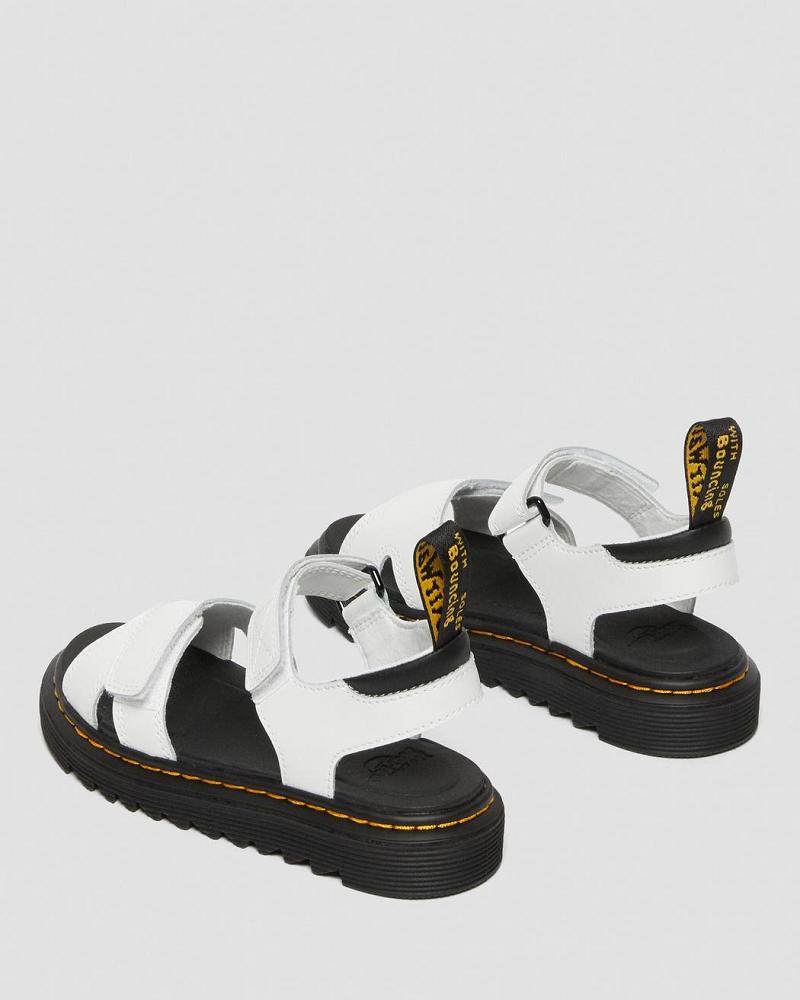 White Kids' Dr Martens Junior Vossie Leather Sandals | CA 723KOR